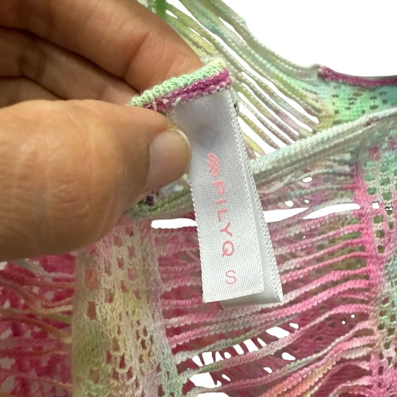 PILYQ PQ Rainbow Tie Dye Crochet Fringe Dress Colorful Cover Up‎ Size Small - Picture 7 of 8